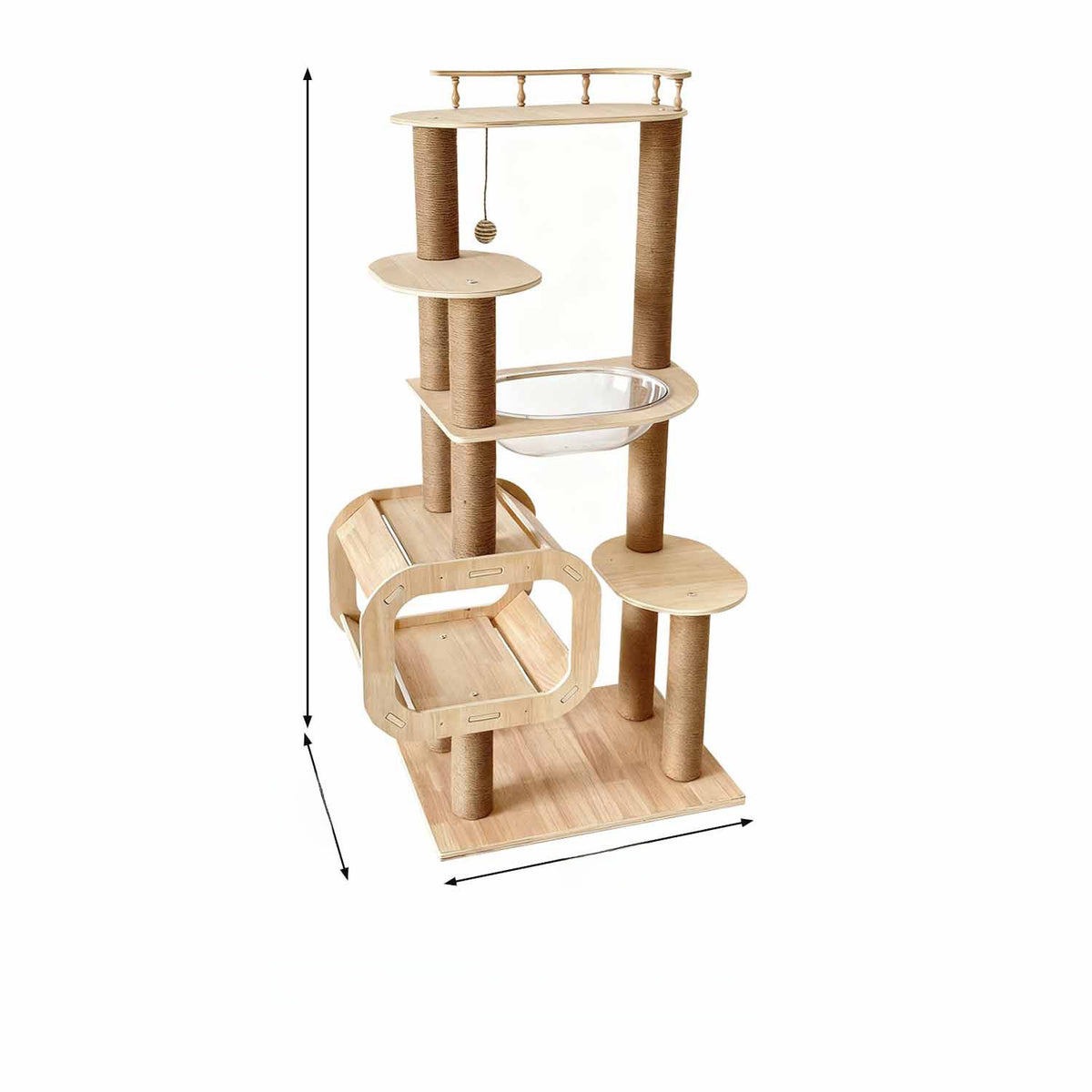 Large Solid Wood Cat Climbing Frame with Scratching Post