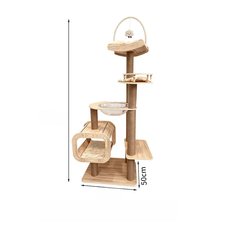 Large Solid Wood Cat Climbing Frame with Scratching Post