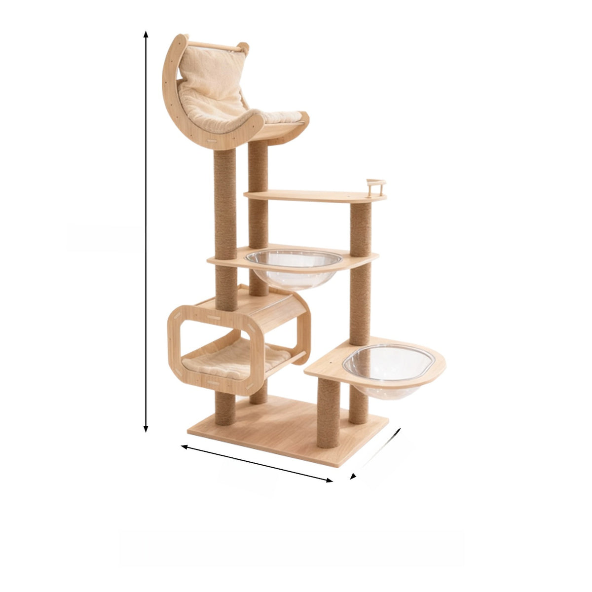Large Solid Wood Cat Climbing Frame with Scratching Post