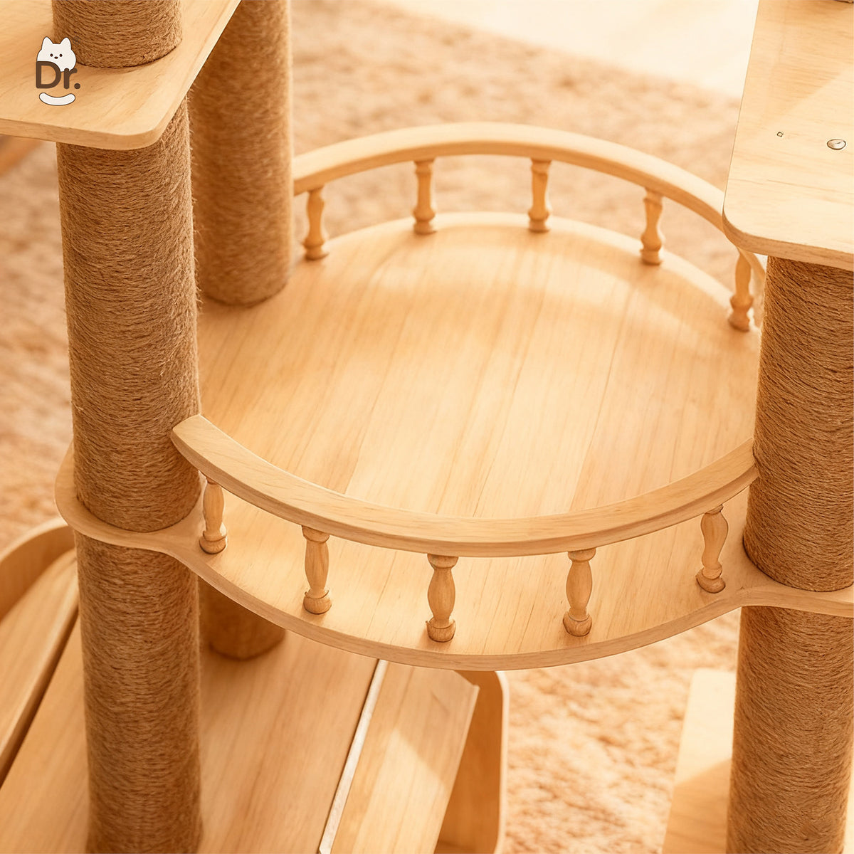 Large Solid Wood Cat Climbing Frame with Scratching Post